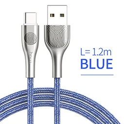 blue HOCO usb type-C кабель 1,2 м USB C кабель для быстрой зарядки мобильного телефона для samsung Galaxy S8 S7 S9 S10 Xiaomi Redmi Note 7 кабель type-c - Color: blue