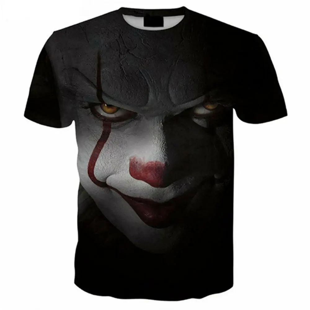 Классическая футболка IT Pennywise мужская и женская с 3D принтом клоун Стивен Кинг