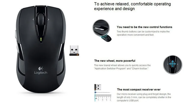 Logitech M545/M546 Беспроводной Мышь 2,4G оптическая Беспроводной батареей объединения нано USB приемник logitech ноутбук/настольный Беспроводной мод