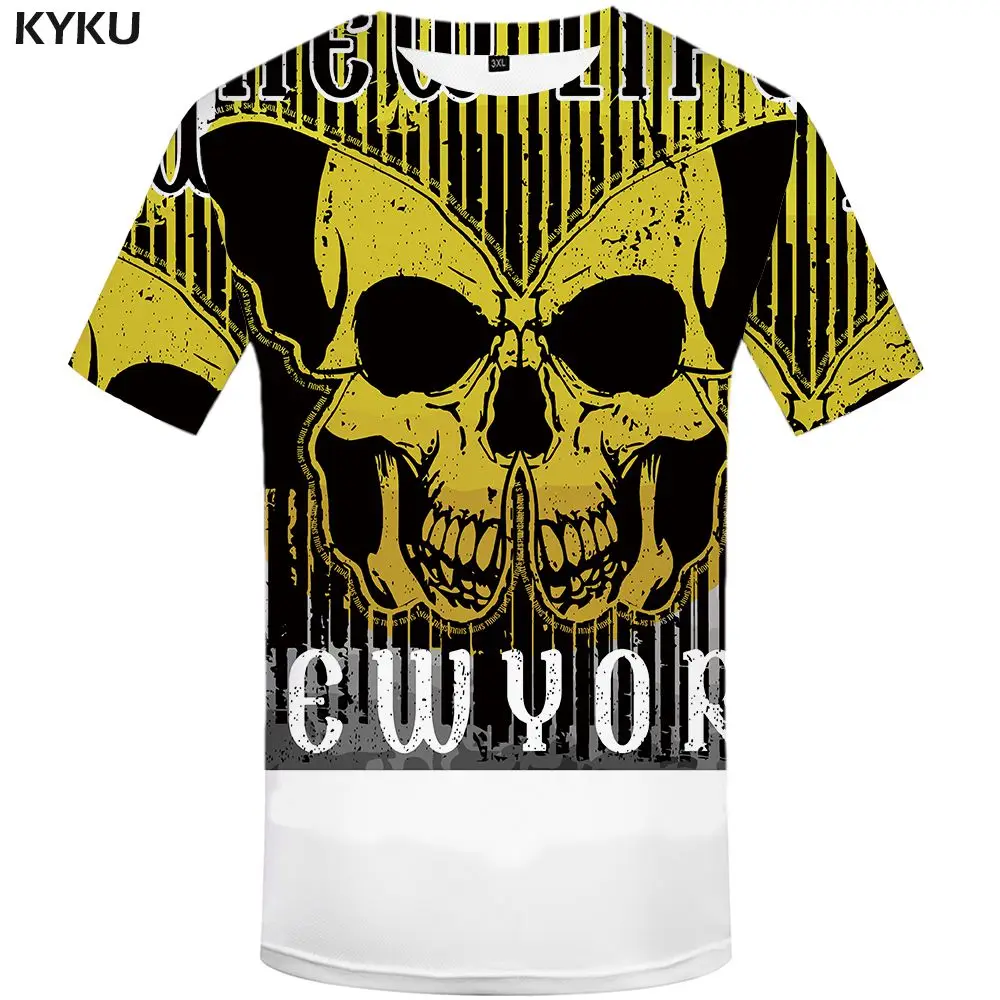 3d t shirt 01 Повседневная мужская футболка KYKU, черная футболка с 3D-принтом черепа и флага Великобритании, в стиле панк-рок, лето - Цвет: 3d t shirt 01