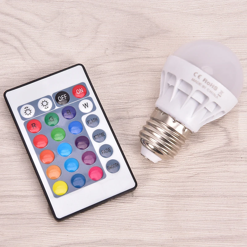 E27 RGB 3 Вт Светодиодная лампа Bulb16 изменяемая Цветовая светодиодный прожектор + 24