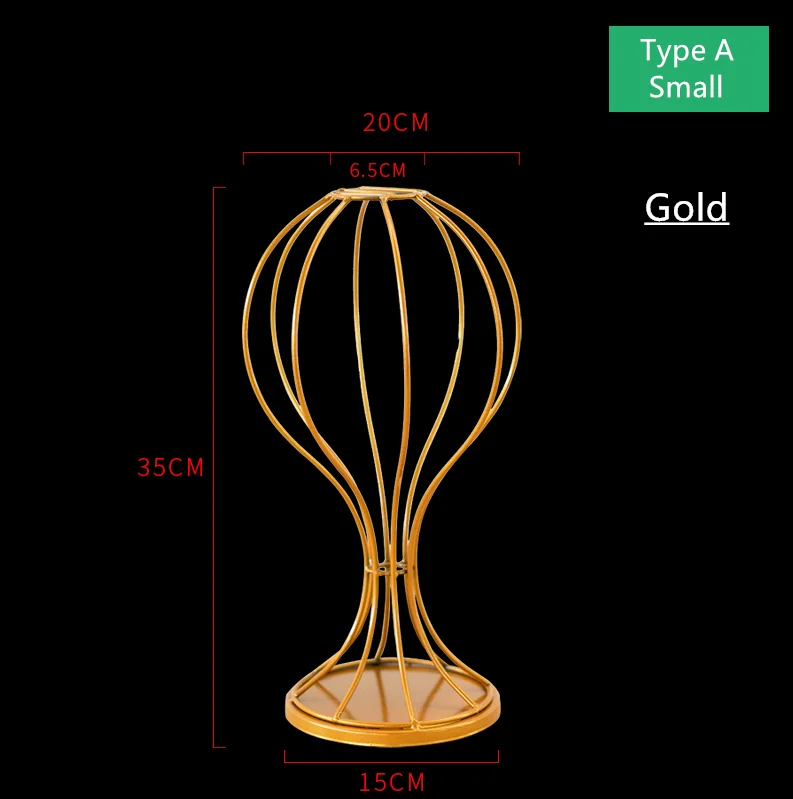 A small gold Железная Цветочная подставка, ваза, свадебные реквизиты, кованый искусственный цветочный стол, Центральные элементы, дорога, цветочный шар, ваза, золото, белый цвет, 4 шт - Цвет: A small gold