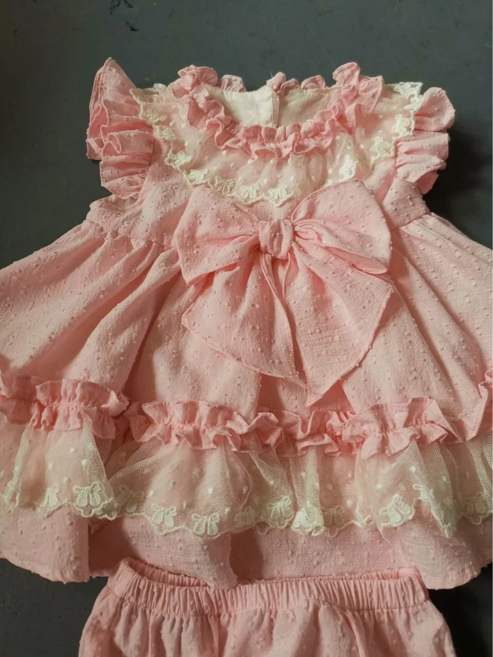 Roimyal Wholesale 2019 Spain style 2-6 years old child dress color mosaic lace bow A-line two-piece suit free shipping | Детская одежда