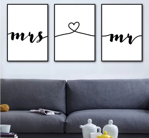 Mr Mrs Романтическая любовь цитаты настенная живопись холст скандинавские постеры
