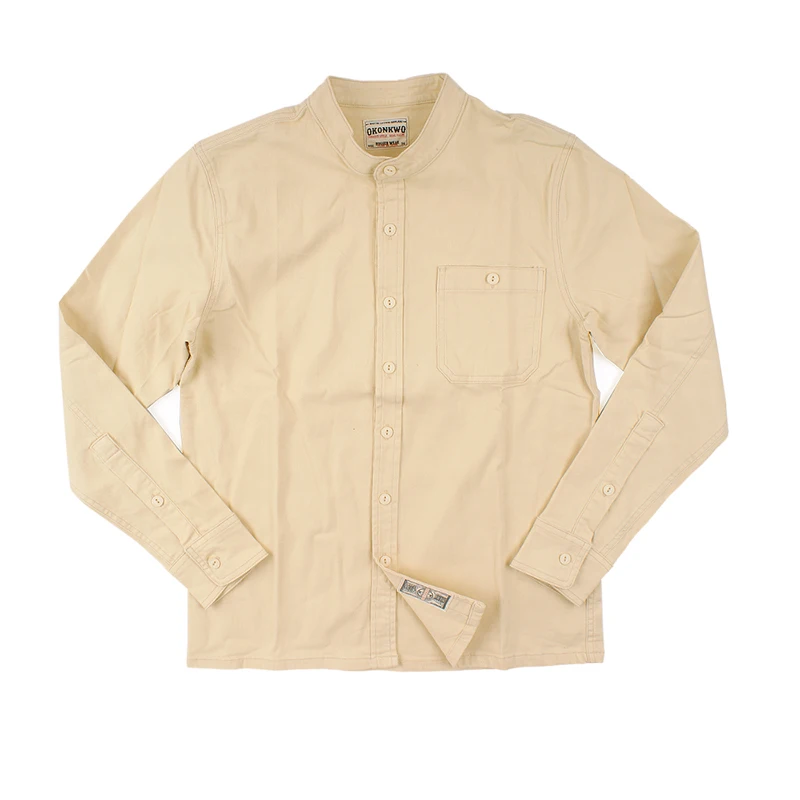 Клетчатая белая уличная рубашка без воротника Мужская Camisa Social Masculina мужские рубашки с длинным рукавом Повседневная приталенная сорочка Homme для мужчин