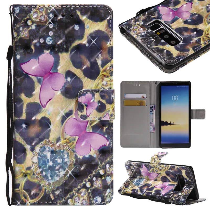 Чехол Wekays с 3d бабочкой кожаный чехол колокольчиком для Samsung Galaxy S3 S4 S5 S6 S7 Edge S8 Plus Note