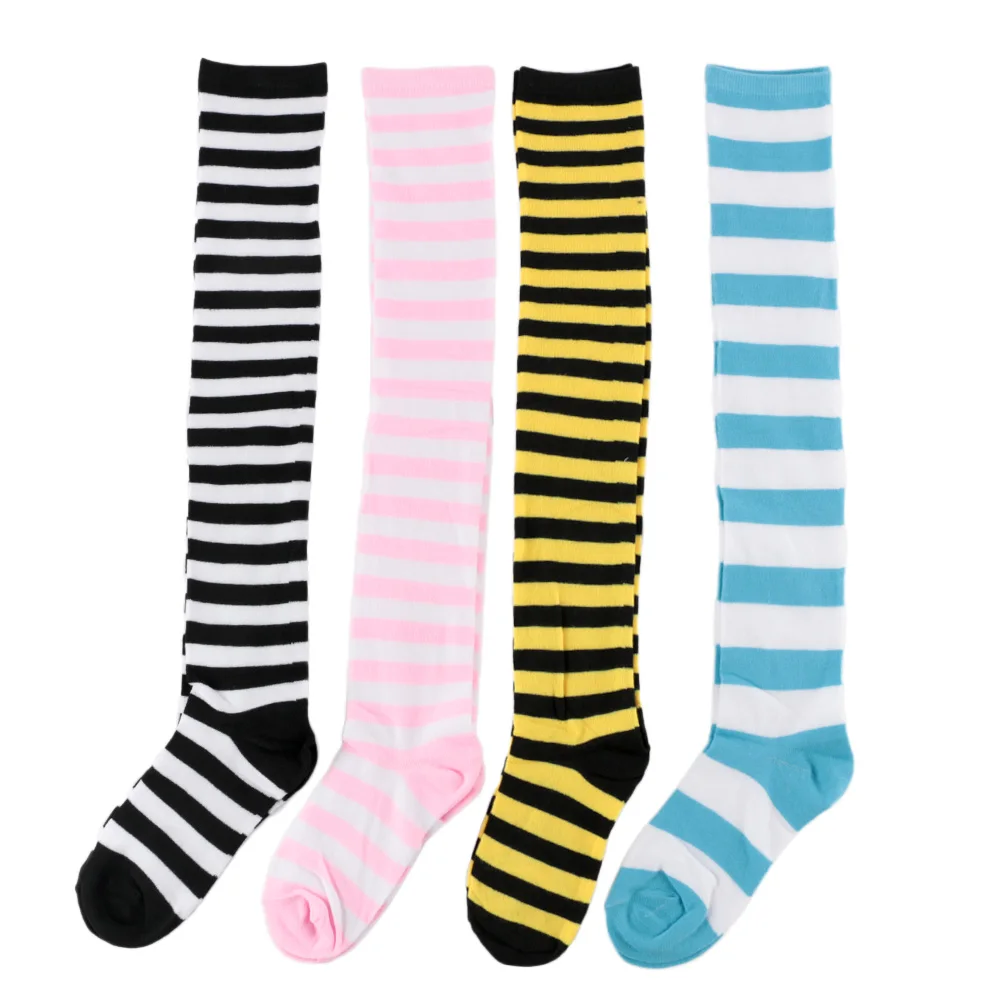 Сексуальные Полосатые чулки выше колена колготки милые для косплея длинные