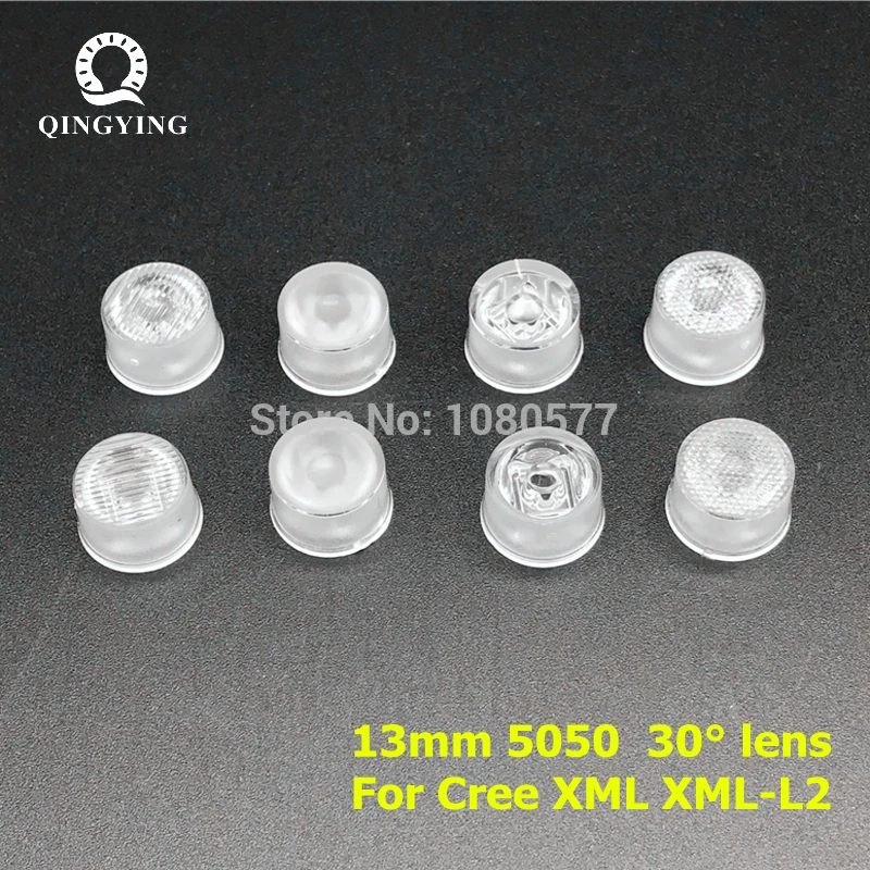 10 шт. светодиодные линзы 13 мм 5050 Cree XML оптические 30 градусов держатель
