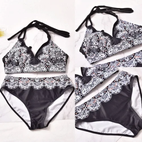 Женский раздельный купальник с заниженной талией и эффектом пуш-ап | Женская