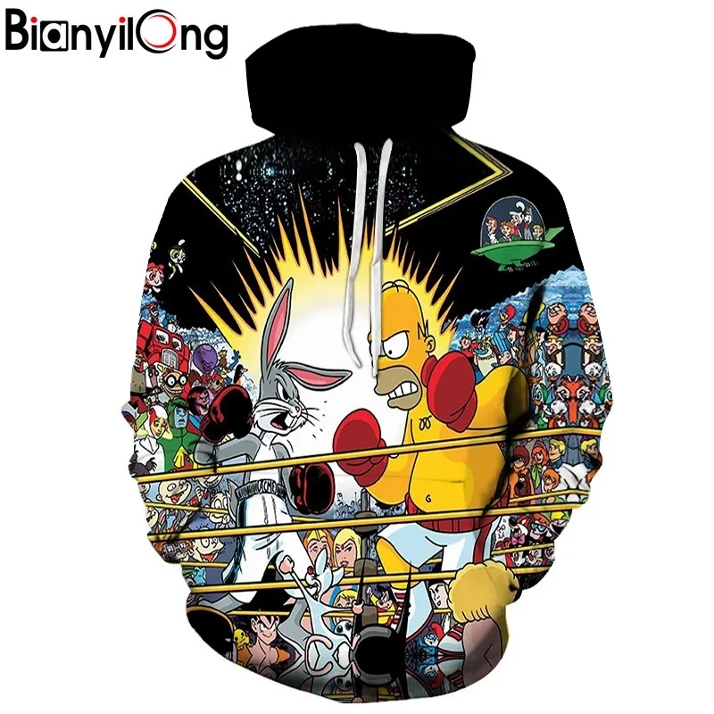 Bianyilong Новая мода Для мужчин/wo мужчин 3D Толстовки мультфильм толстовки с
