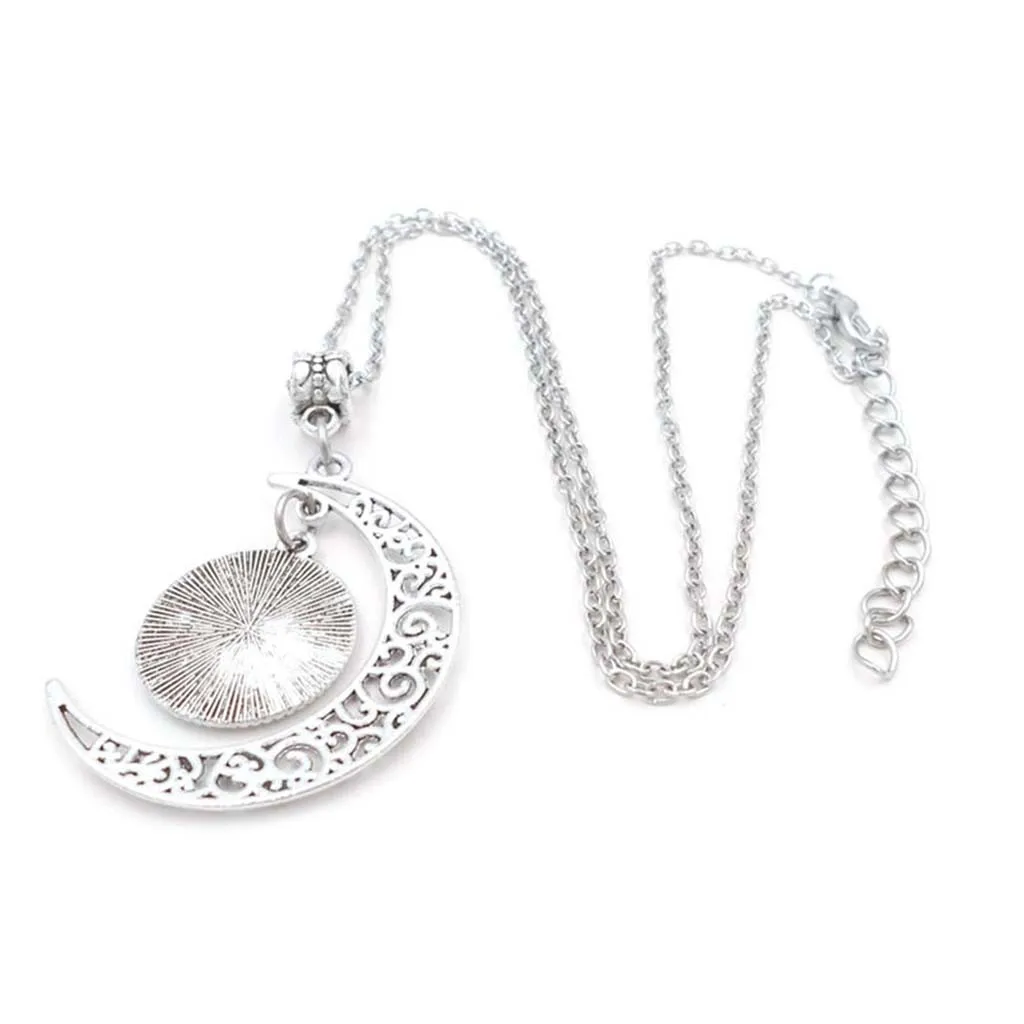 

womens necklace chains Clavicular chain Compass Pendant Necklace Vintage Compass Moon Glass Art Jewelry L0415