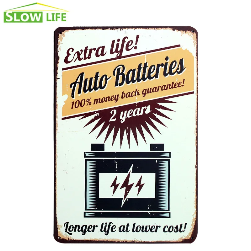 Экстра жизнь Авто батареи металлическая жестяная вывеска Настенный декор