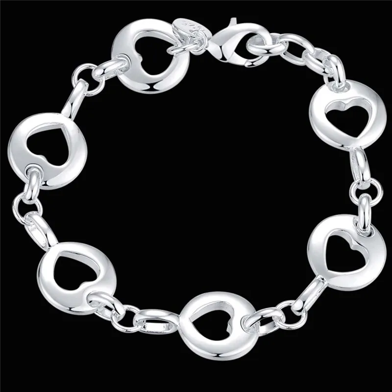 Модные ювелирные изделия посеребренный браслет в форме сердца 20 см женский милый