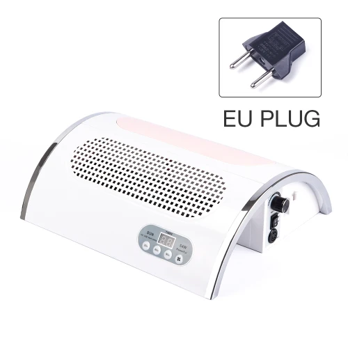 EU PLUG 54 Вт 3 в 1 Сильный вакуум ногтей всасывающая труба, коллектор с светодиодная УФ-лампа для ногтей и 3 вентилятора пылесос для маникюра - Цвет: EU PLUG