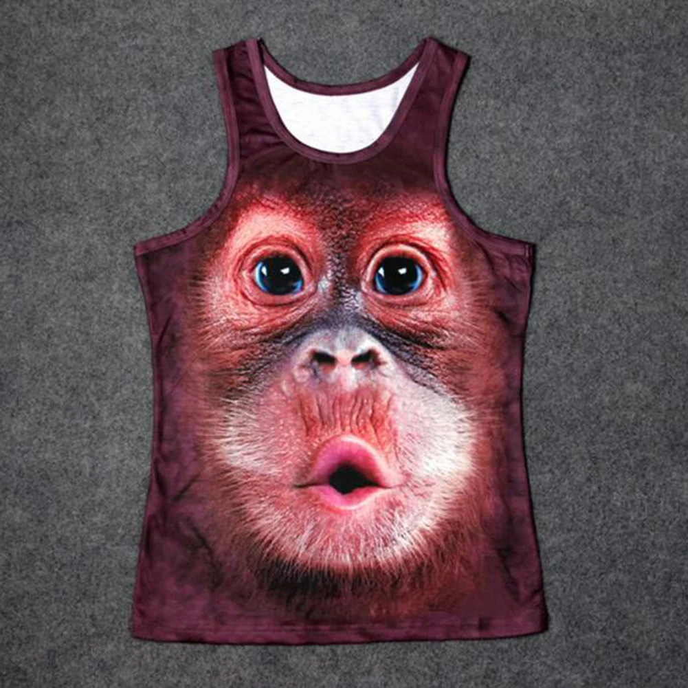 Летняя мужская майка без рукавов с 3D принтом в виде забавной обезьяны