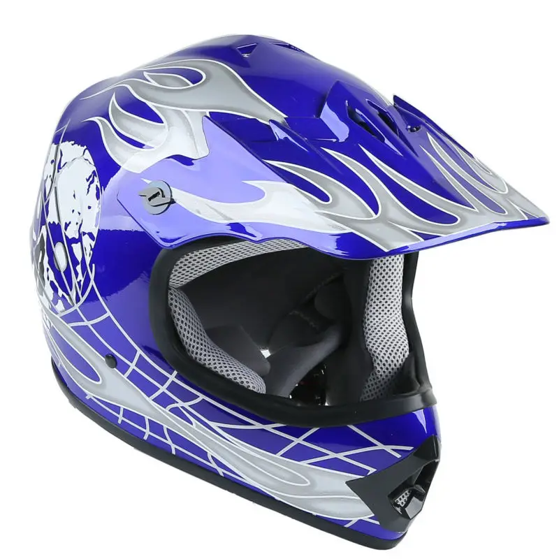 Молодежный детский синий Dirt Bike ATV Мотокросс шлем очки + перчатки S/M/L | Автомобили и
