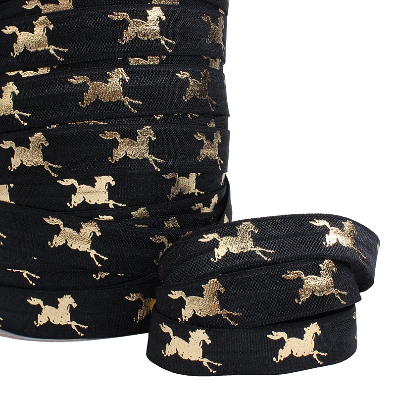 (100 ярдов/партия) Новая металлическая фольга печать лошадь складывается поверх