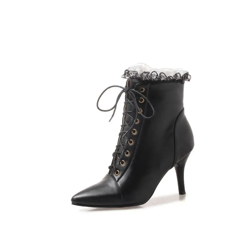 Женские ботинки Осень зима на высоком каблуке теплые из Pu искусственной кожи с