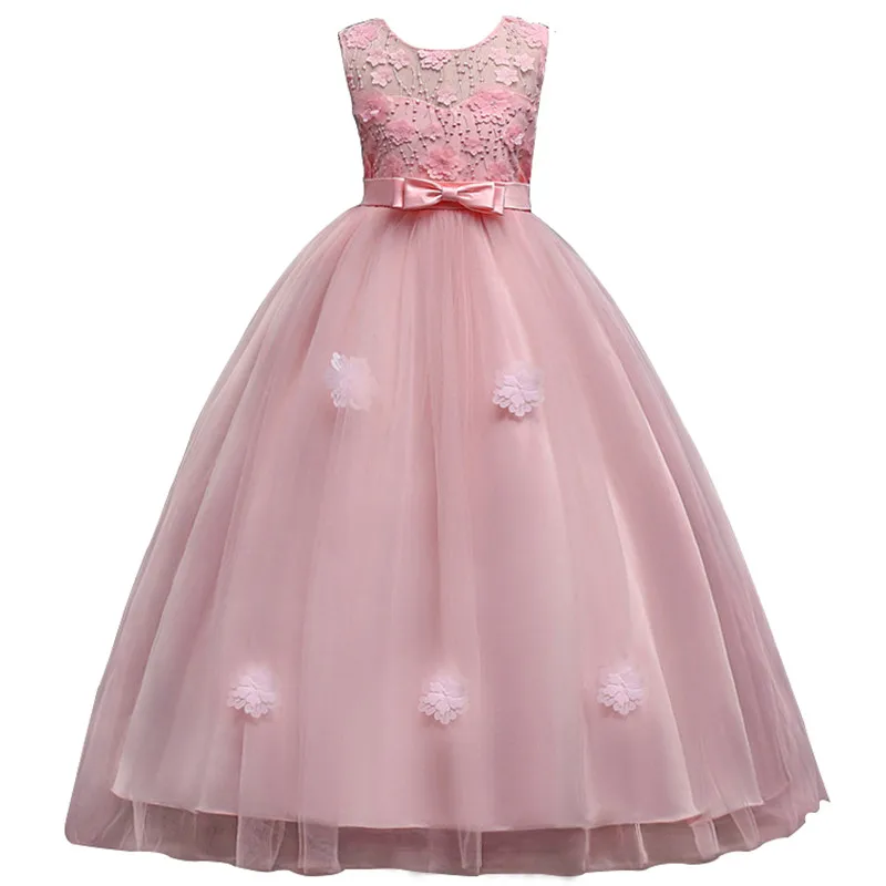 Новые платья принцессы для девочек кружевные с цветами из тюля конкурса первого