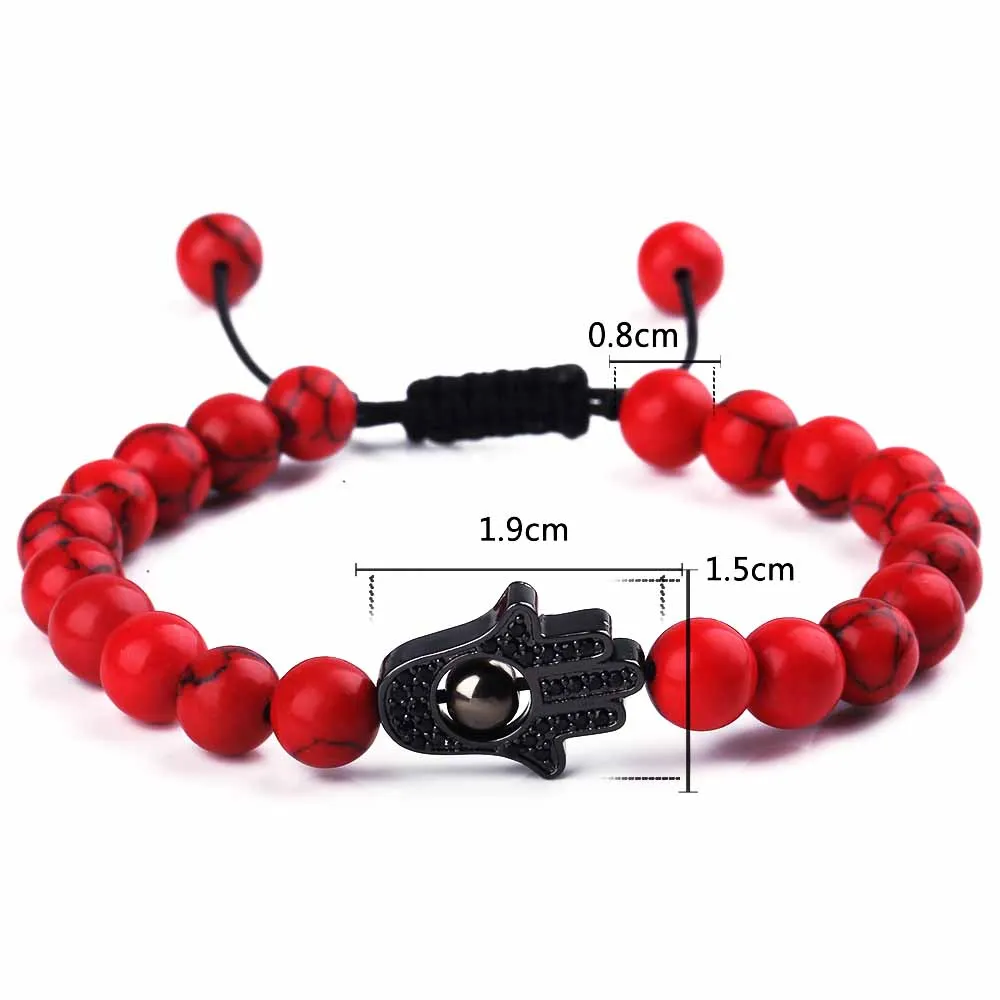 8 мм натуральный красный камень бисером ручной браслет Micro декор циркон руки