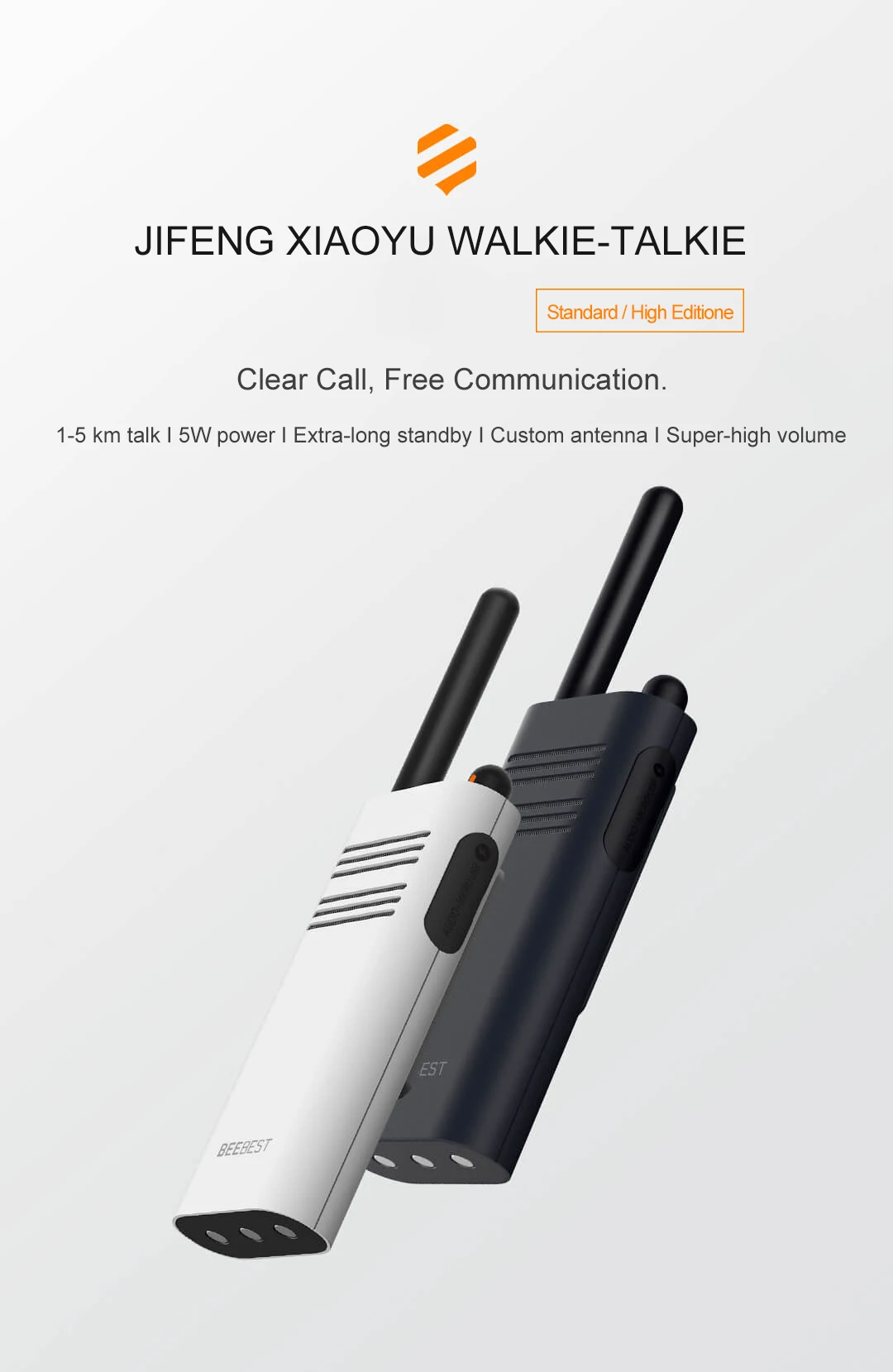 Xiaomi Beebest сяоюй иди и болтай Walkie Talkie “иди и Портативный ручной долгого ожидания батарея большой емкости беспроводной интерком