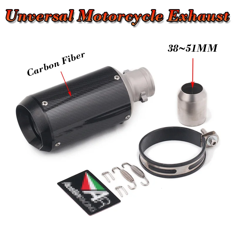 CNC Unversal 38 ~ 51 мм мотоцикл выхлопной модифицированный Escape Moto углеродного волокна