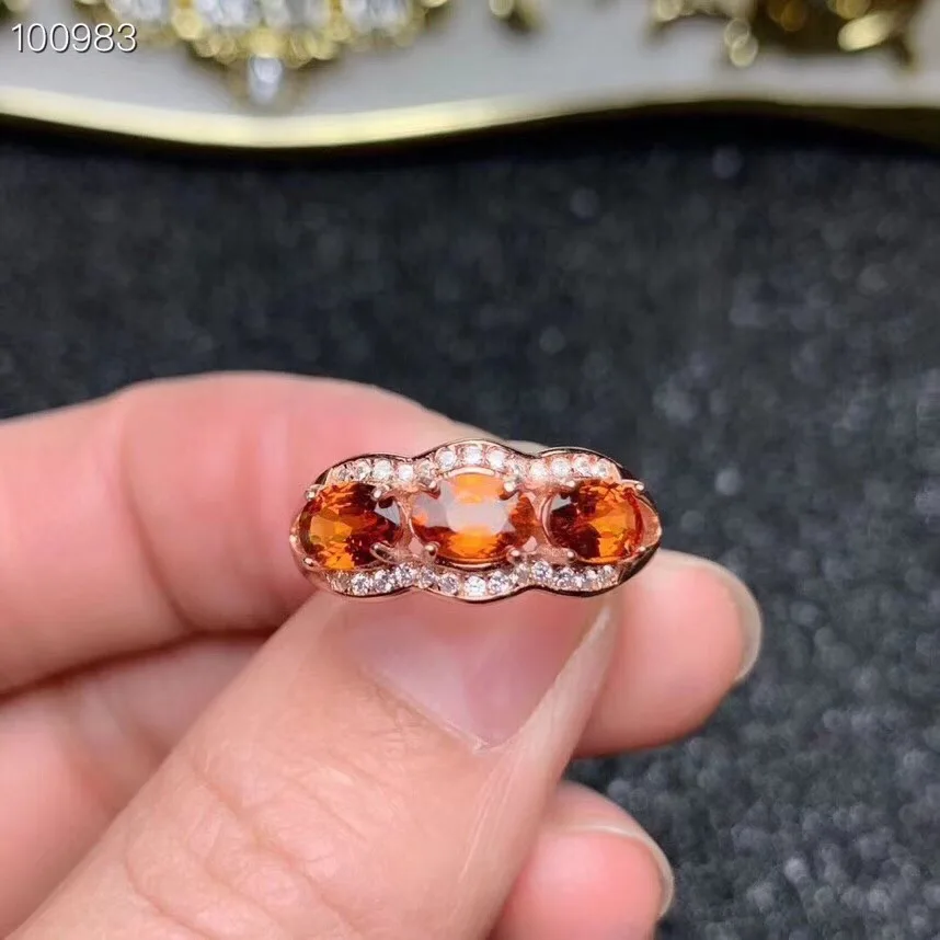 18K Rose Gold Color Гранат кольцо натуральный и настоящий гранат кольцо 925 stelring серебро для мужчин или женщин - Цвет камня: 18K Rose Gold Color