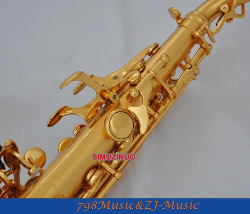Профессиональный атласный Золотой изогнутый саксофон сопрано высокий F# Sax Абалон ключ W/Чехол