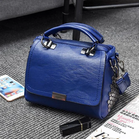 blue REPRCLA модные мягкие Сумки из искусственной кожи женская сумка на плечо высокое качество женские сумки через плечо с заклепками женская сумка - Цвет: blue