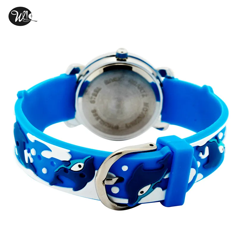 Детские часы с 3D ремешком Мультяшные кварцевые дельфином для мальчиков и девочек