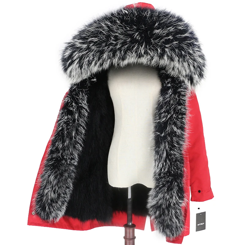 OFTBUY пальто из натурального меха енота, капюшон из лисьего меха, зимняя куртка, Женская длинная парка, водонепроницаемая верхняя одежда