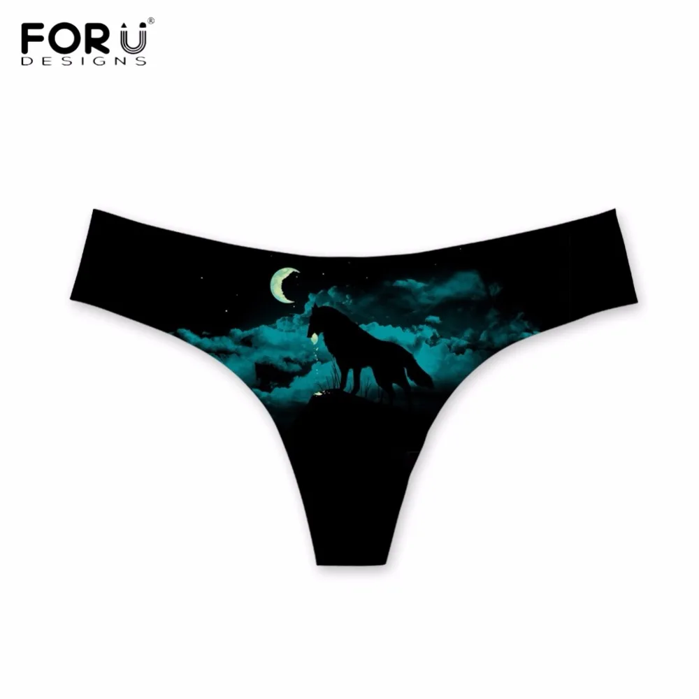 FORUDESIGNS крутые Moon Wolf/Sapce/Galaxy принт женские G стринги дышащие сексуальные бесшовные