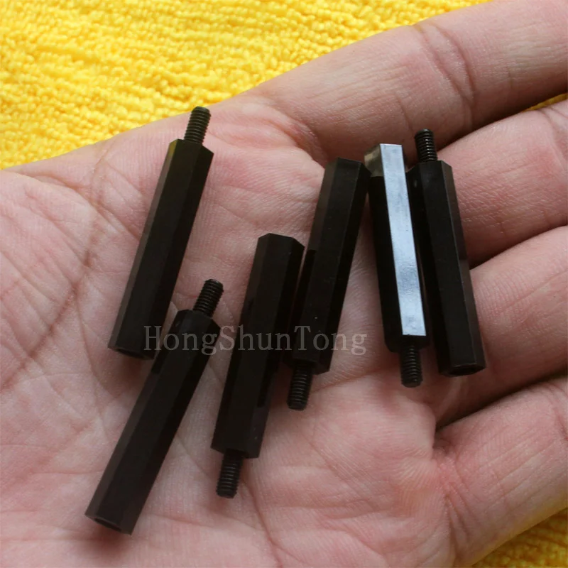 1 шт. M3 * 30 + 6 черный нейлон противостояние прокладка Стандартный Male Female мм