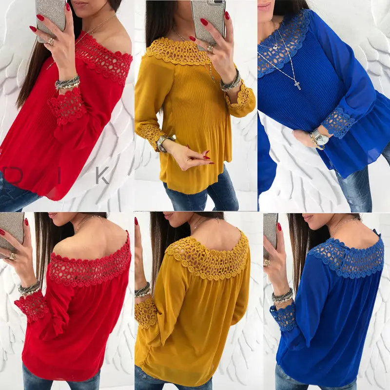 Новинка 2018 брендовая модная женская шифоновая кружевная ажурная рубашка с