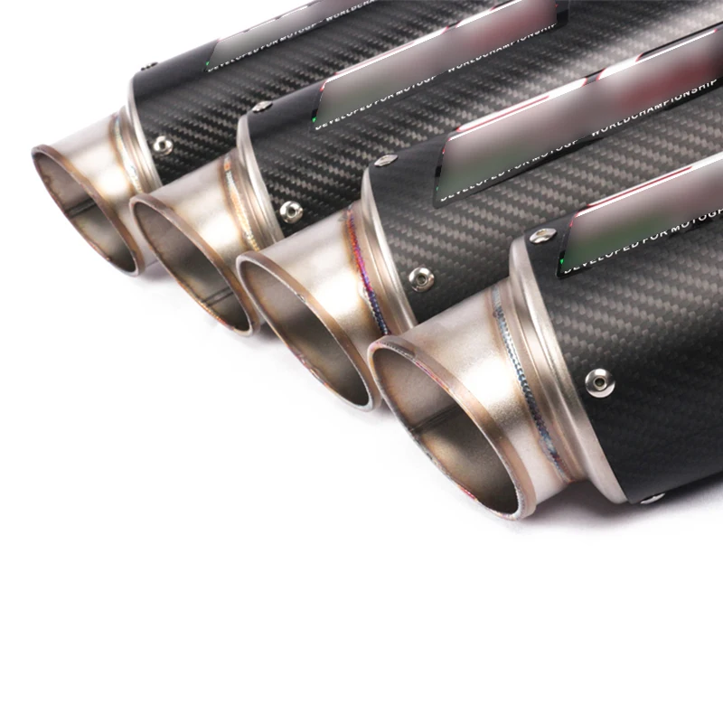270mm/310mm/370mm/470mm Motorcycle Silencer System Tail Silp on for 60.5mm Motorbike Carbon Fiber Exhaust Muffler Pipe