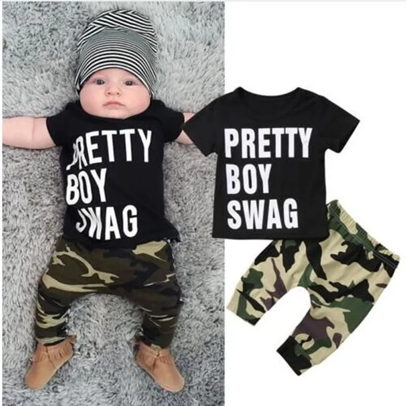 2pcs Baby Boy Camo Clothes Set Newborn Kids T-shirt Tops+Pants Leggings Outfit Toddler Summer |