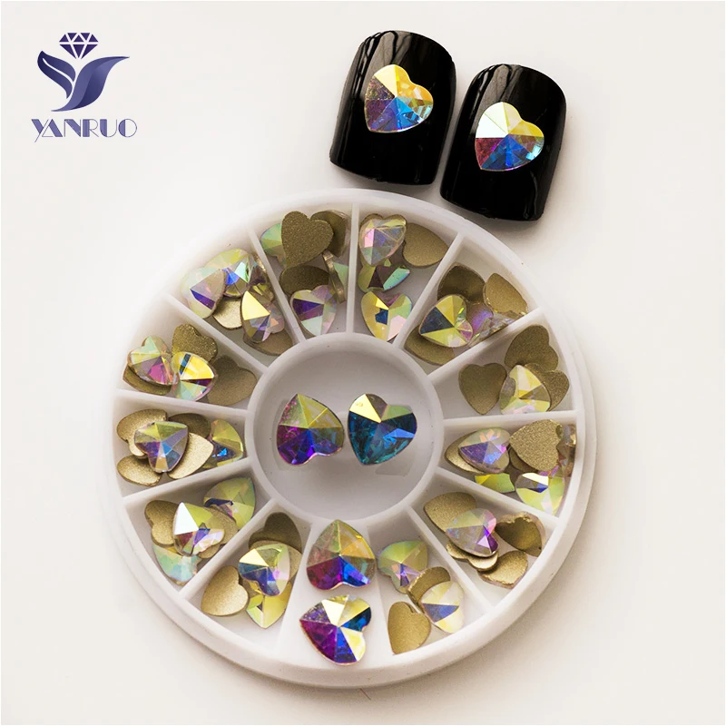 YANRUO 2204NoHF AB 6 мм Сердце Роскошные драгоценные камни без горячей фиксации Кристалл