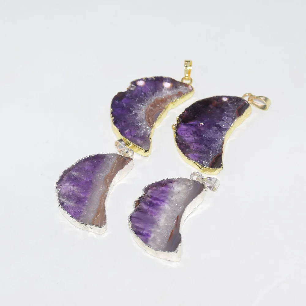 Модные ювелирные изделия Золотая рамка натуральный кусок кристалл кварц