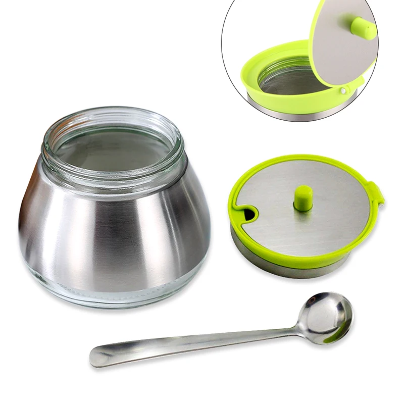 Банки для специй и ложки банки из нержавеющей стали 304 хранения соли перца