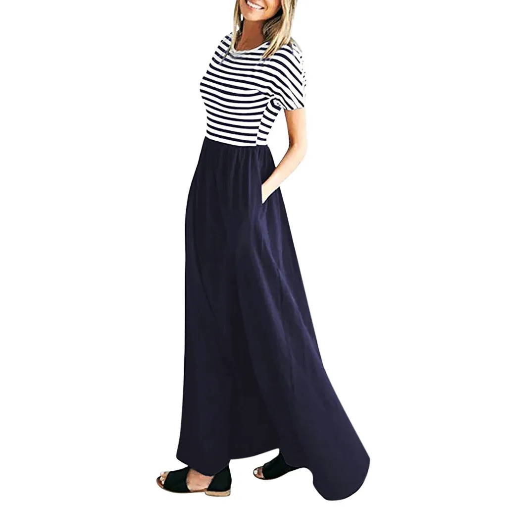 Платье в полоску Для женщин ежедневно Повседневное Макси О-образным вырезом