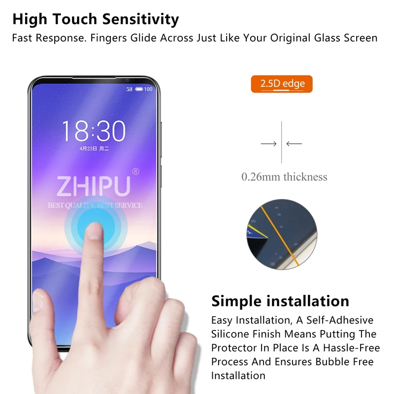 2 шт закаленное стекло для Meizu 16s протектор экрана 2.5D 9H Премиум Закаленное