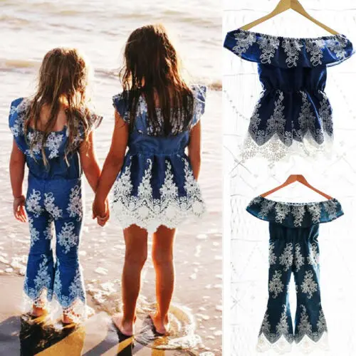 Одинаковые комплекты для сестер кружевной комбинезон с вышивкой маленьких