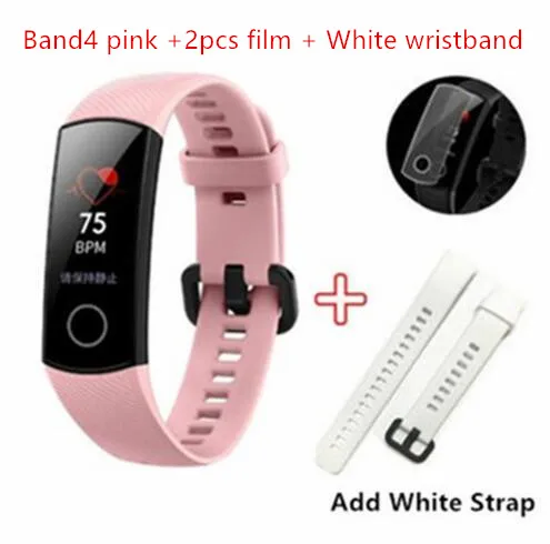Pin-films-Whit str Умный Браслет huawei Honor Band 4 с пультом дистанционного управления для камеры, цветной Amoled 0,9" сенсорный экран для плавания - Цвет: Pin-films-Whit str