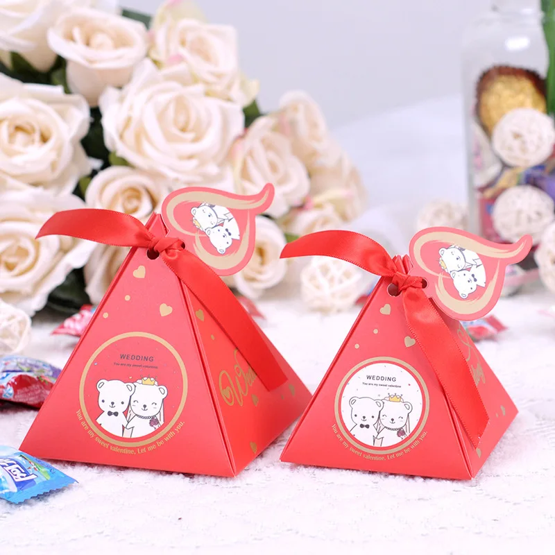 Треугольная пирамида для детского душа свадебные сувениры конфетные коробки