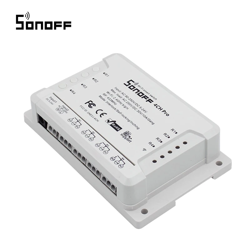 Sonoff 4CH Pro R2 433 МГц 4 канала RF беспроводной пульт дистанционного управления Wifi