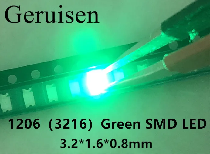 Бесплатная доставка SMD 1206 зеленый светодиод Led Зеленый супер яркий