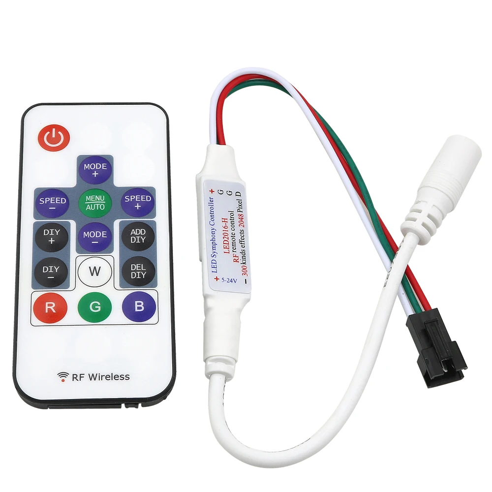 Светодиодные полосы света WS2812B WS2811 SK6812 RGB Led контроллер с 14 Ключи РФ Беспроводной пульт дистанционного управления, DC5-24V