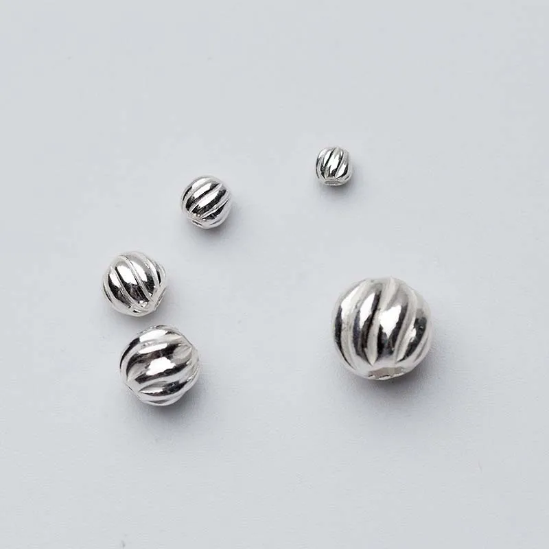 

5pcs/Lot 925 Sterling Silver Wave Round Spacer Beads 3mm 4mm 5mm 6mm Handmade Decoration Beading Materials DIY Jewelry Making