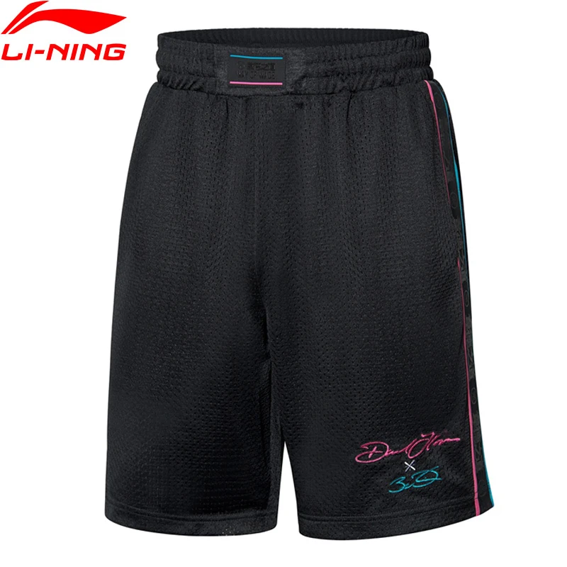 Li-Ning/мужские шорты для танцев из серии Wade, свободные спортивные шорты с подкладкой из полиэстера, хит-цвет, AKSP673 MKD1643