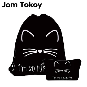 Jom Tokoy 2020 Новый Модный комплект из 2 предметов женский рюкзак с 3D принтом Милая кошка сумка на шнурке